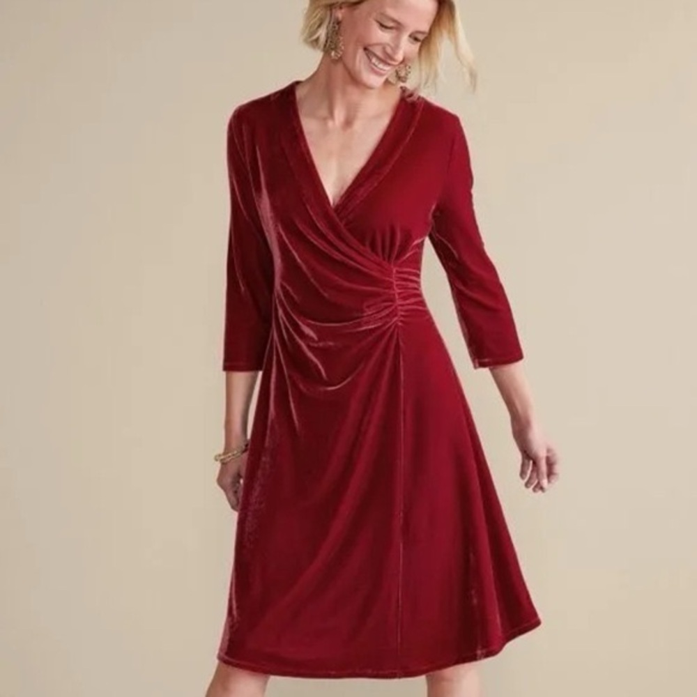 Soft Surroundings Red Velvet Hyannis Dress